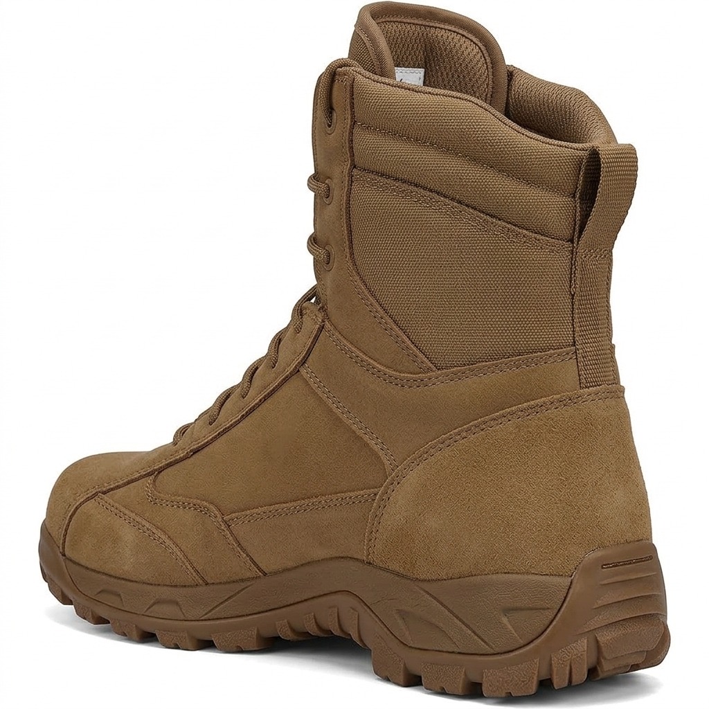 Rockvale Ridgeline 8" boot heel side with pull loop in coyote brown