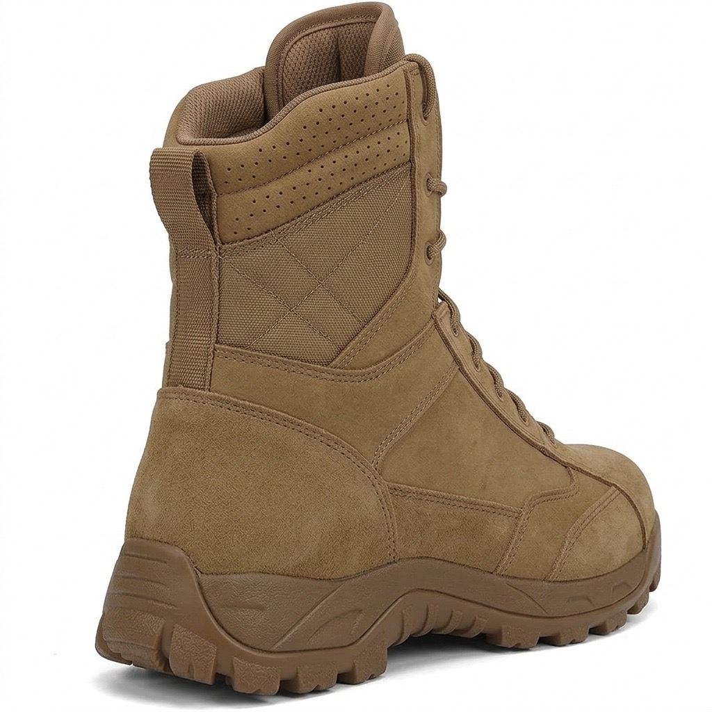 Rockvale Ridgeline 8" boot rear view with perforated collar in coyote brown